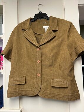 Sag Harbor Tan Textured Collar Dress